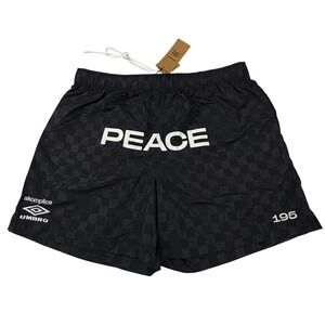 Umbro x Akomplice Peace 195 Checkerboard Soccer Shorts Mens XXL Black UUM1UBNM
